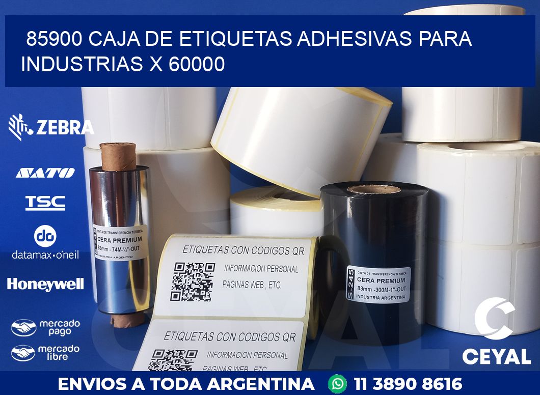85900 CAJA DE ETIQUETAS ADHESIVAS PARA INDUSTRIAS X 60000