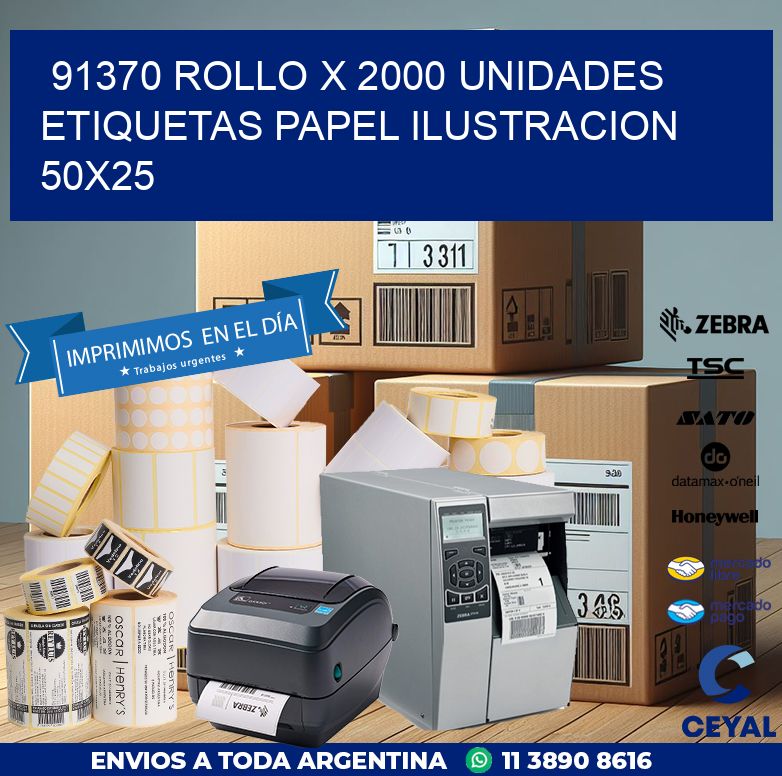 91370 ROLLO X 2000 UNIDADES ETIQUETAS PAPEL ILUSTRACION 50X25