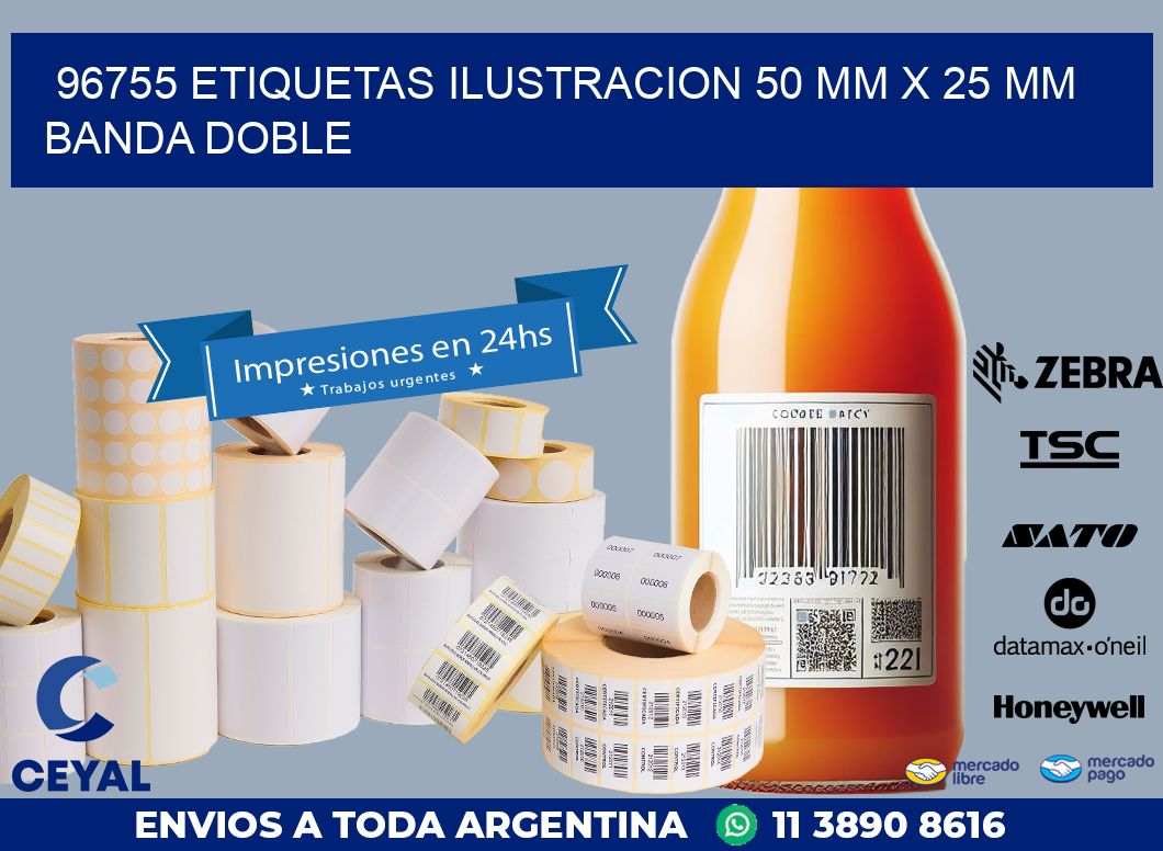 96755 ETIQUETAS ILUSTRACION 50 MM X 25 MM BANDA DOBLE