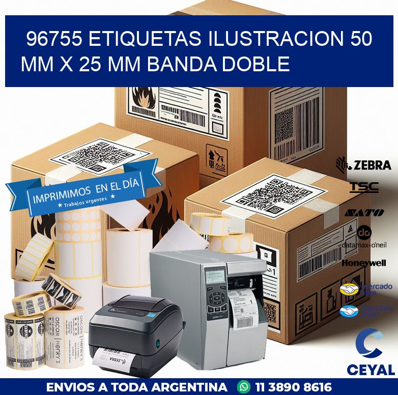 96755 ETIQUETAS ILUSTRACION 50 MM X 25 MM BANDA DOBLE