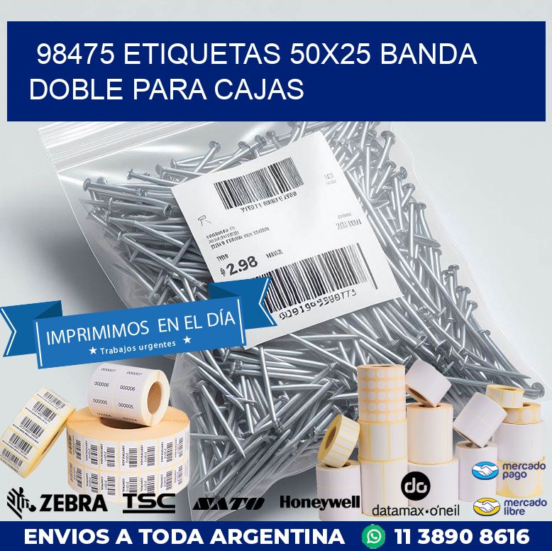 98475 ETIQUETAS 50X25 BANDA DOBLE PARA CAJAS