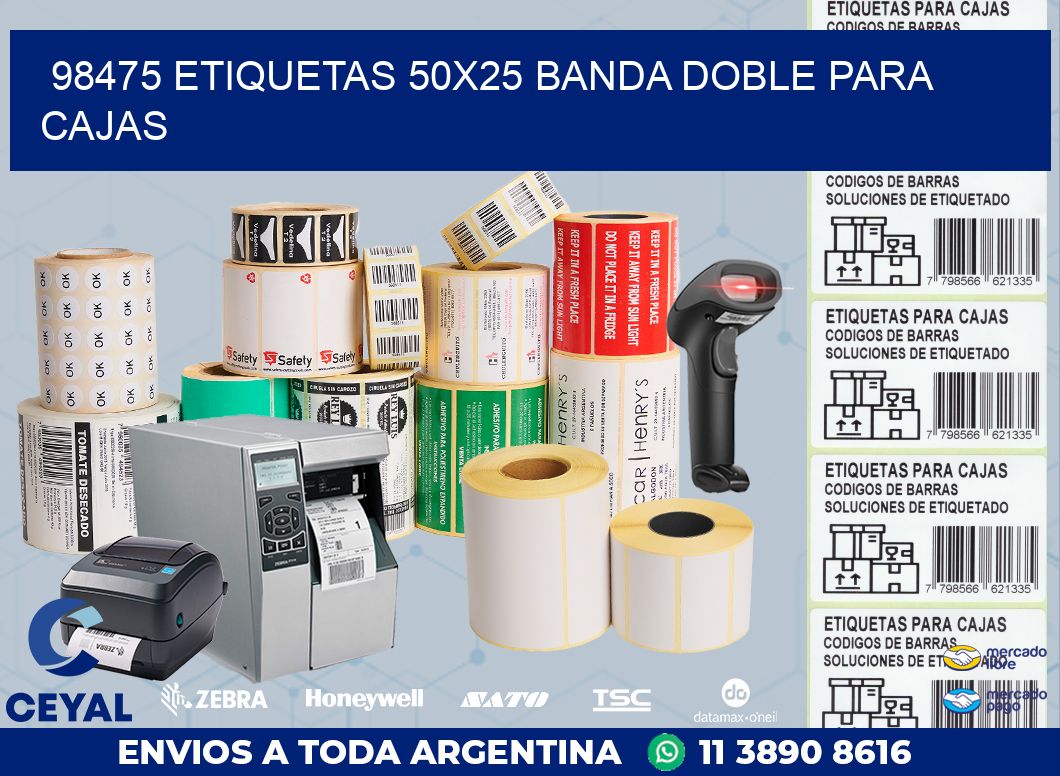 98475 ETIQUETAS 50X25 BANDA DOBLE PARA CAJAS