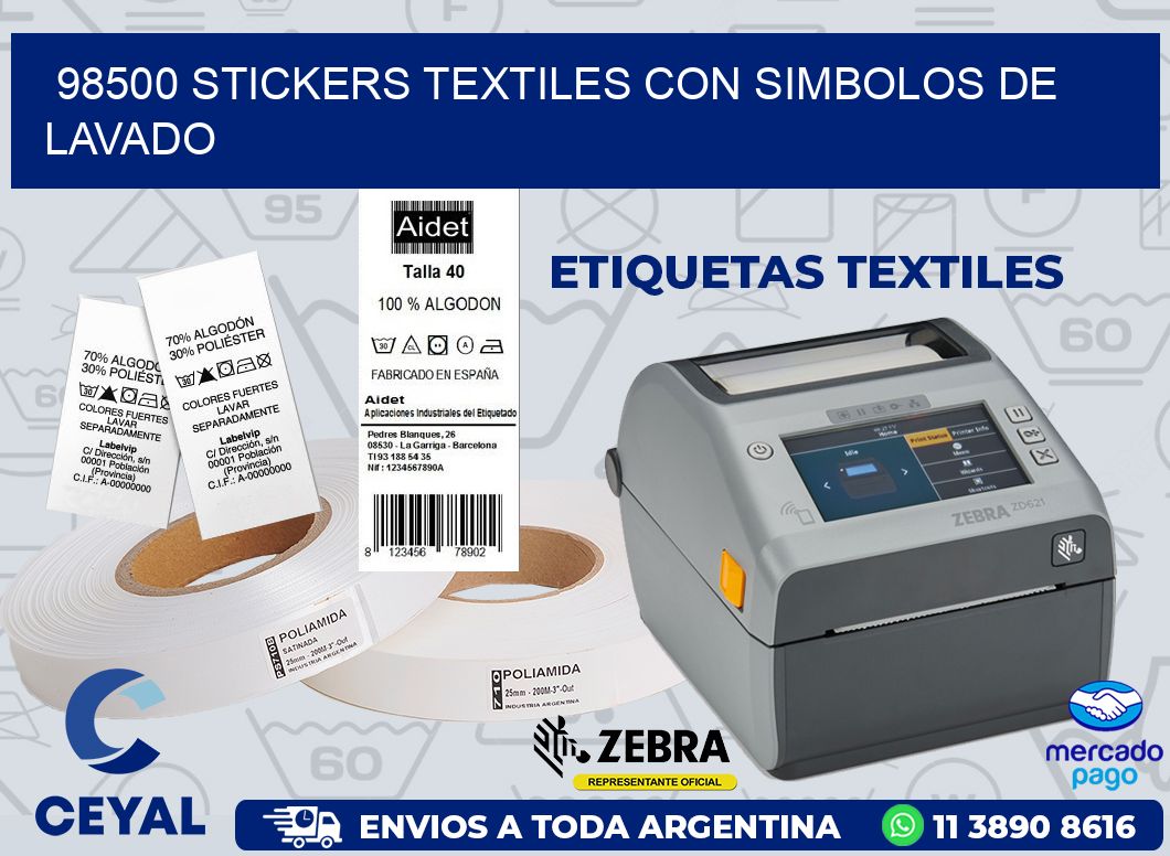 98500 STICKERS TEXTILES CON SIMBOLOS DE LAVADO