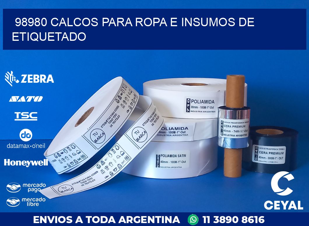 98980 CALCOS PARA ROPA E INSUMOS DE ETIQUETADO