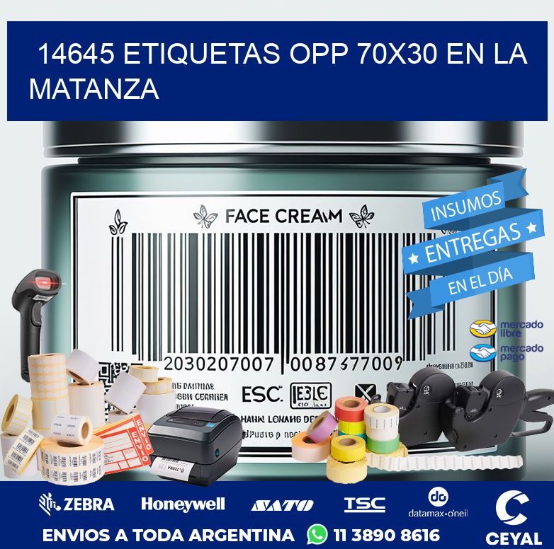 14645 ETIQUETAS OPP 70X30 EN LA MATANZA