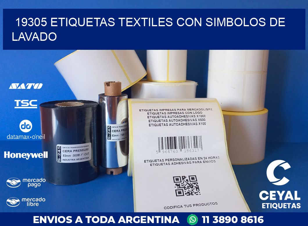 19305 ETIQUETAS TEXTILES CON SIMBOLOS DE LAVADO