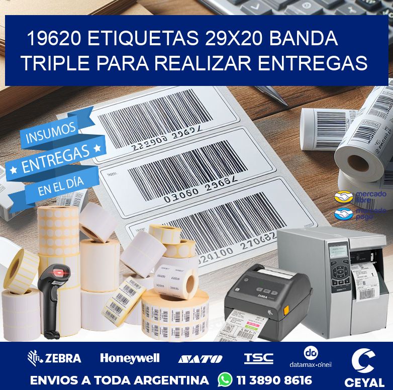 19620 ETIQUETAS 29X20 BANDA TRIPLE PARA REALIZAR ENTREGAS