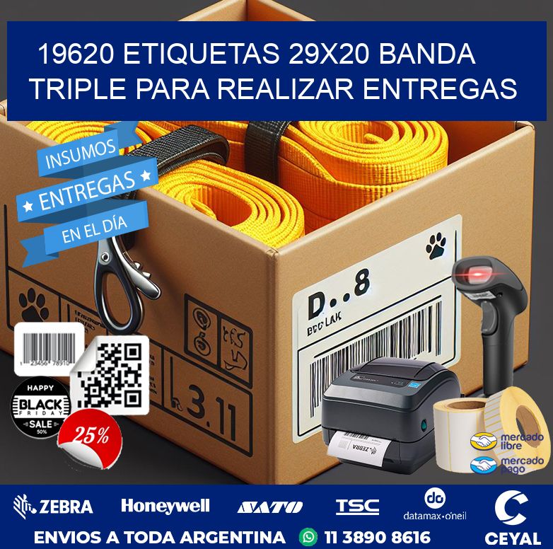 19620 ETIQUETAS 29X20 BANDA TRIPLE PARA REALIZAR ENTREGAS