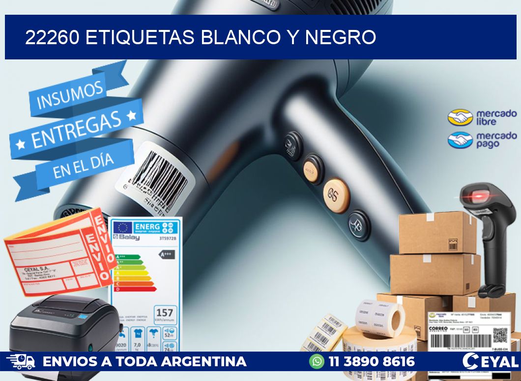 22260 etiquetas blanco y negro