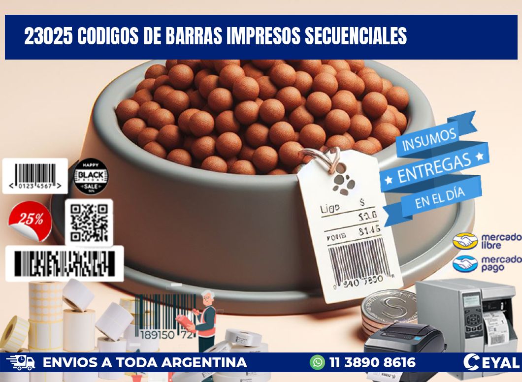 23025 codigos de barras impresos secuenciales