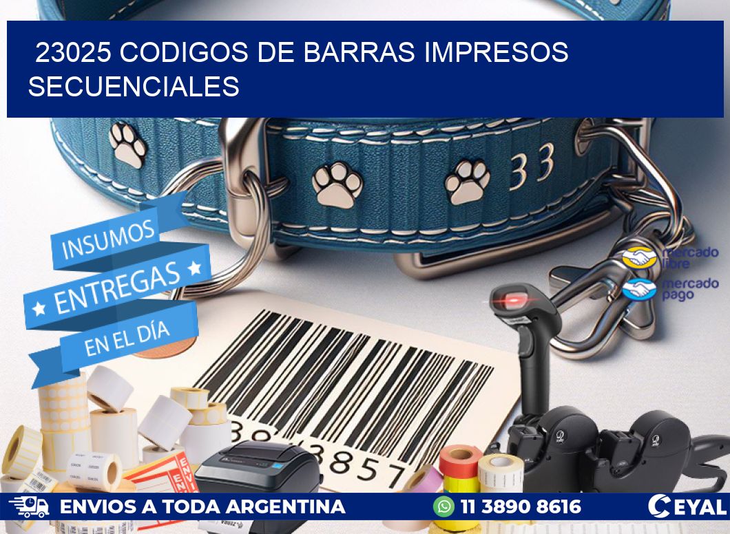 23025 codigos de barras impresos secuenciales