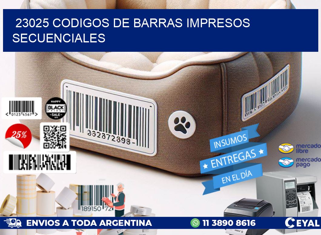 23025 codigos de barras impresos secuenciales