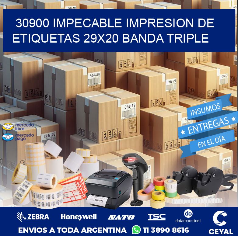 30900 IMPECABLE IMPRESION DE ETIQUETAS 29X20 BANDA TRIPLE