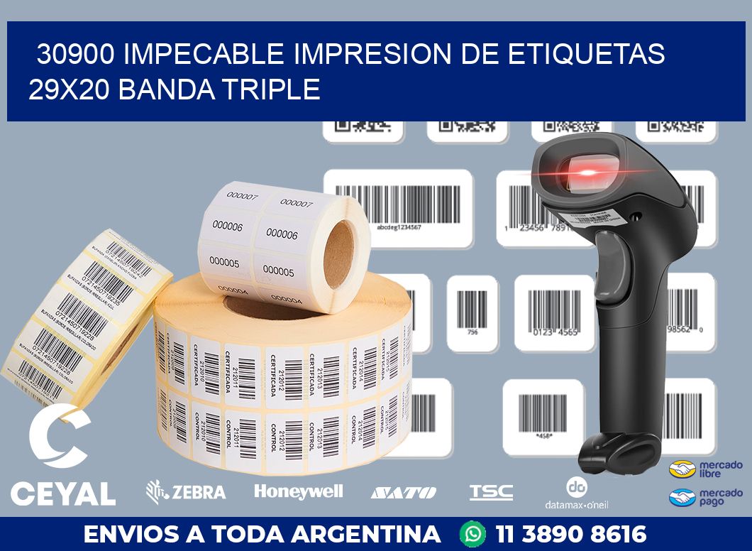 30900 IMPECABLE IMPRESION DE ETIQUETAS 29X20 BANDA TRIPLE