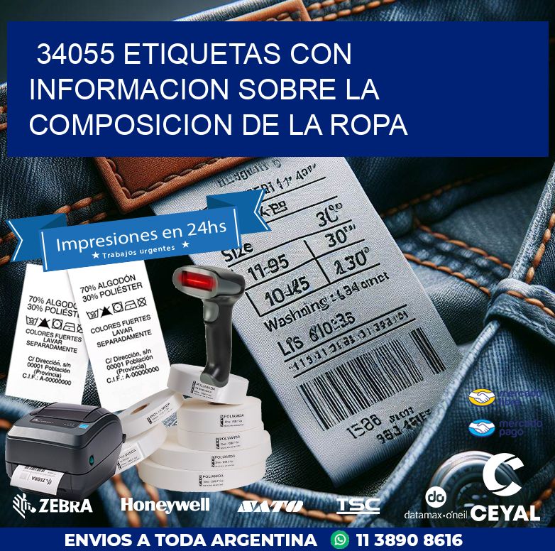 34055 ETIQUETAS CON INFORMACION SOBRE LA COMPOSICION DE LA ROPA