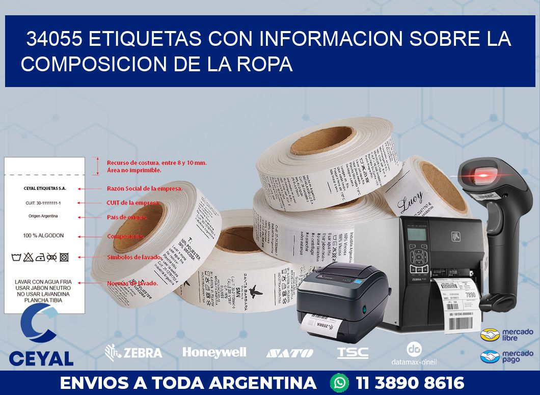34055 ETIQUETAS CON INFORMACION SOBRE LA COMPOSICION DE LA ROPA