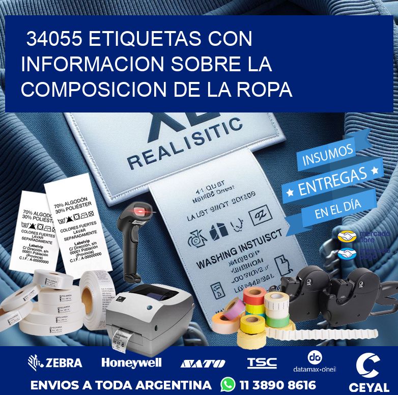 34055 ETIQUETAS CON INFORMACION SOBRE LA COMPOSICION DE LA ROPA