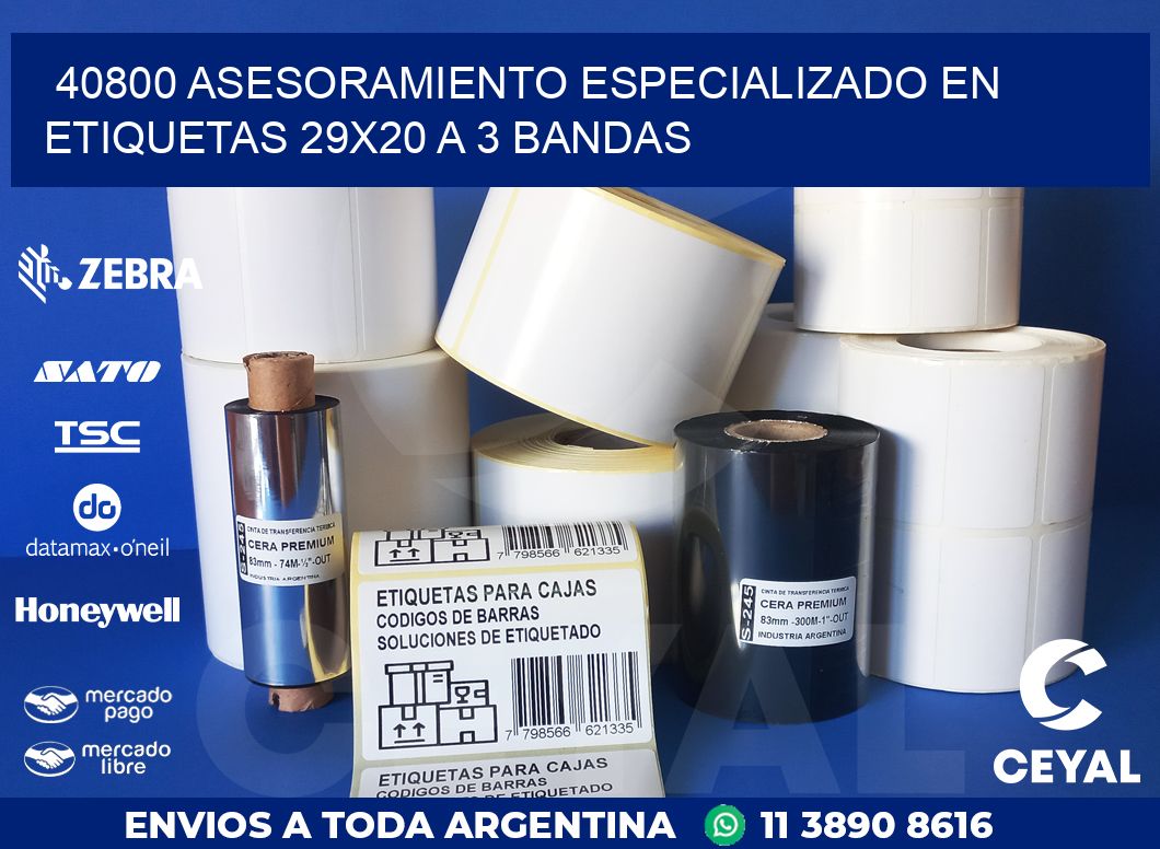40800 ASESORAMIENTO ESPECIALIZADO EN ETIQUETAS 29X20 A 3 BANDAS