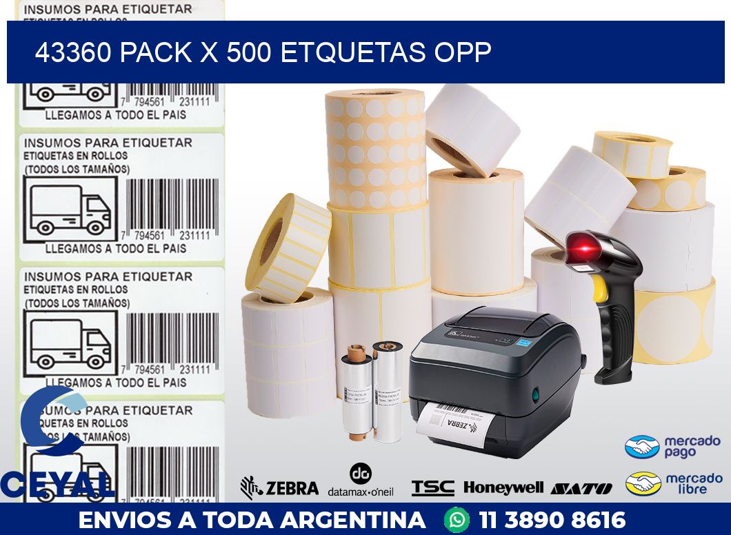 43360 PACK X 500 ETQUETAS OPP