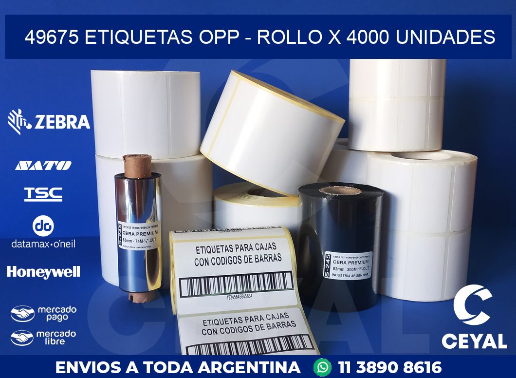 49675 ETIQUETAS OPP – ROLLO X 4000 UNIDADES