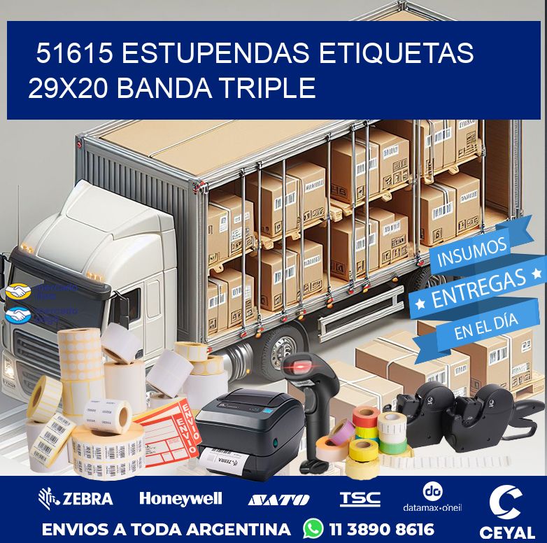 51615 ESTUPENDAS ETIQUETAS 29X20 BANDA TRIPLE