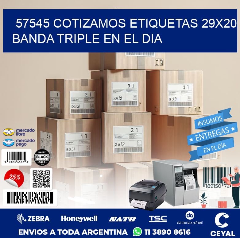 57545 COTIZAMOS ETIQUETAS 29X20 BANDA TRIPLE EN EL DIA