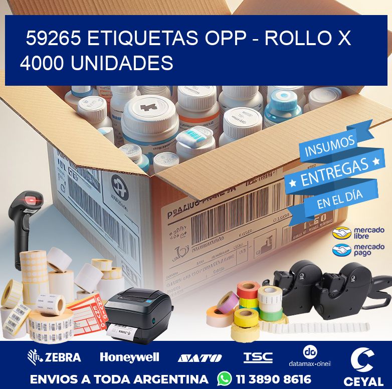 59265 ETIQUETAS OPP - ROLLO X 4000 UNIDADES