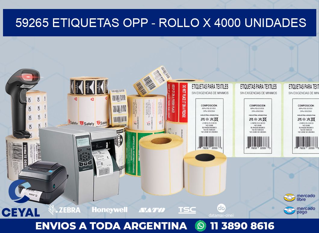 59265 ETIQUETAS OPP – ROLLO X 4000 UNIDADES