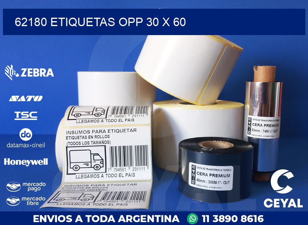 62180 ETIQUETAS OPP 30 X 60