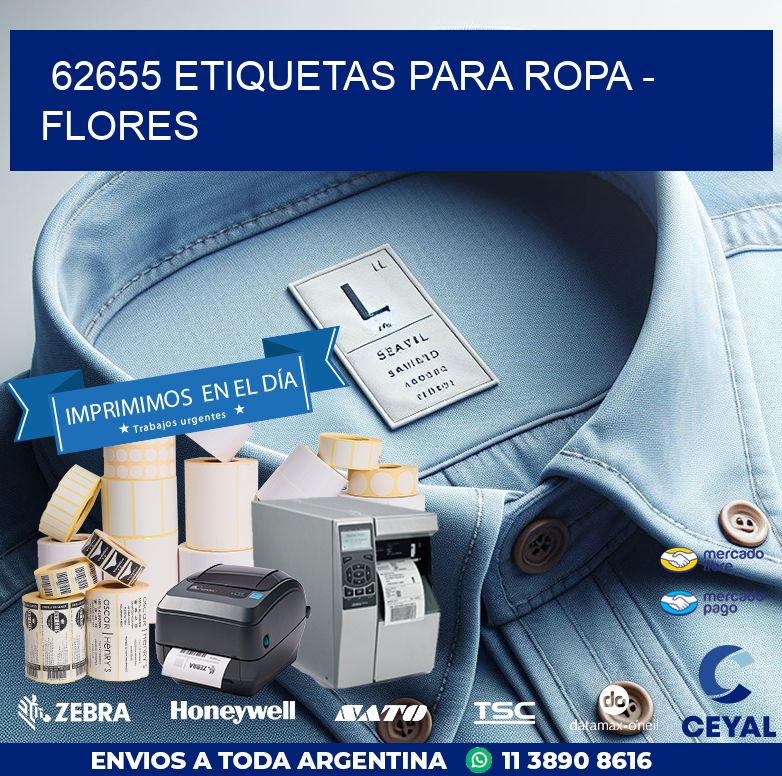 62655 ETIQUETAS PARA ROPA - FLORES
