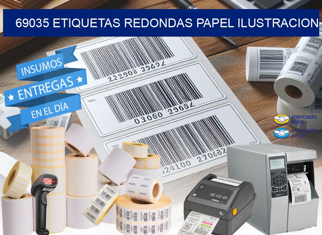 69035 ETIQUETAS REDONDAS PAPEL ILUSTRACION