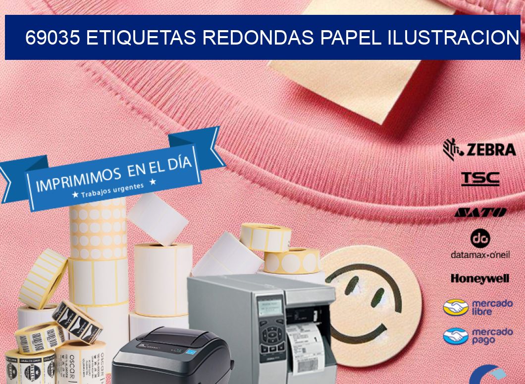 69035 ETIQUETAS REDONDAS PAPEL ILUSTRACION