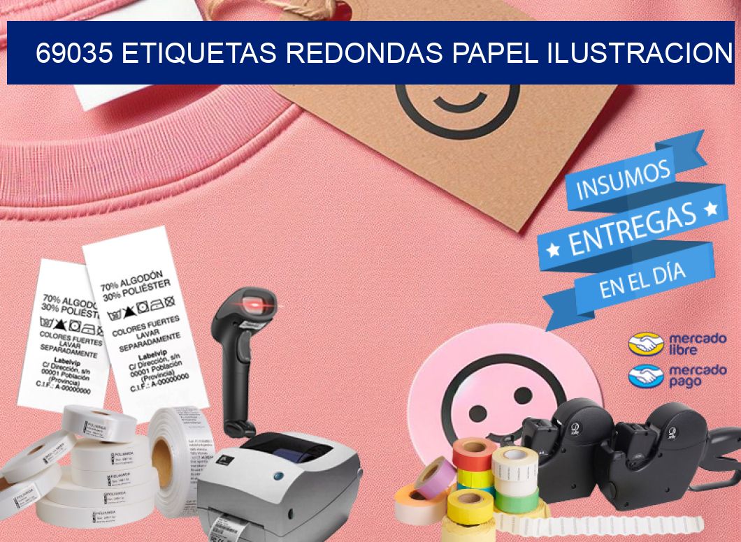 69035 ETIQUETAS REDONDAS PAPEL ILUSTRACION