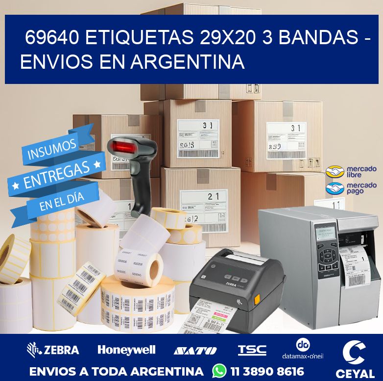 69640 ETIQUETAS 29X20 3 BANDAS - ENVIOS EN ARGENTINA