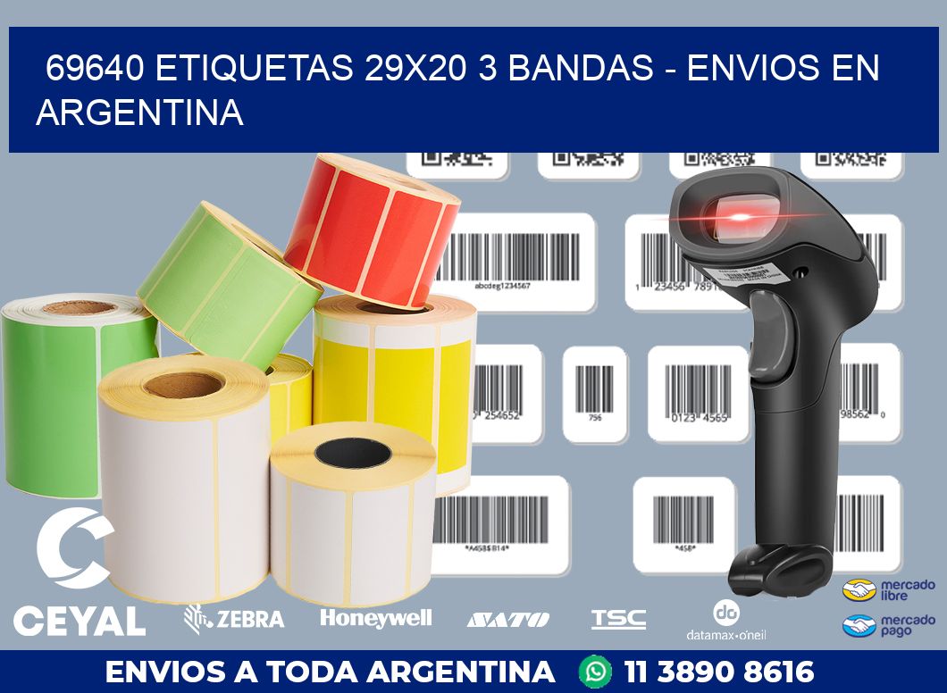 69640 ETIQUETAS 29X20 3 BANDAS – ENVIOS EN ARGENTINA