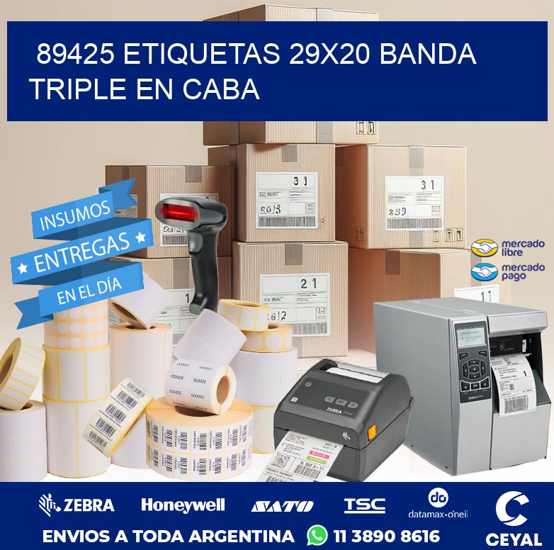 89425 ETIQUETAS 29X20 BANDA TRIPLE EN CABA
