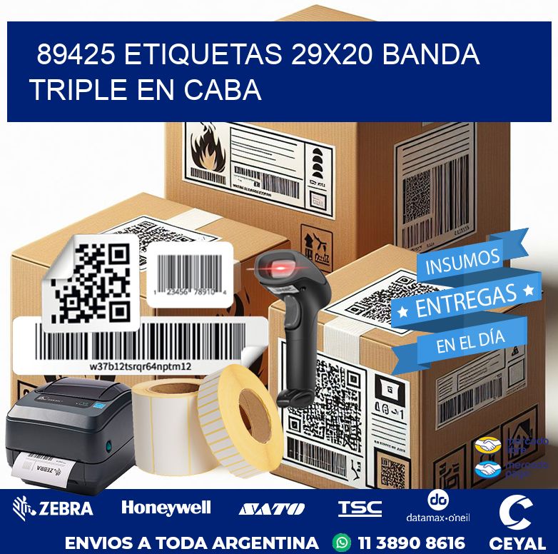 89425 ETIQUETAS 29X20 BANDA TRIPLE EN CABA