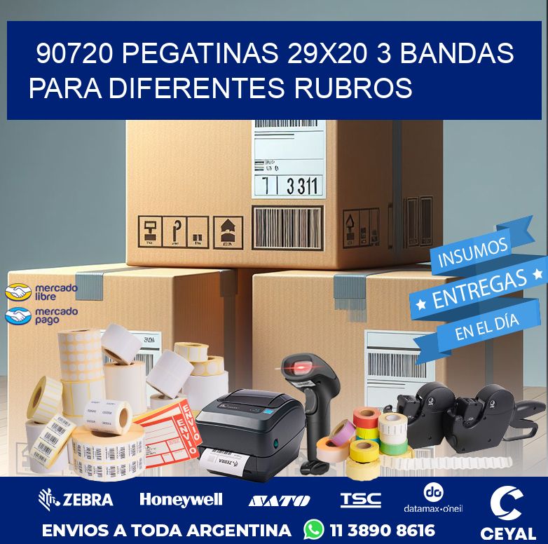 90720 PEGATINAS 29X20 3 BANDAS PARA DIFERENTES RUBROS