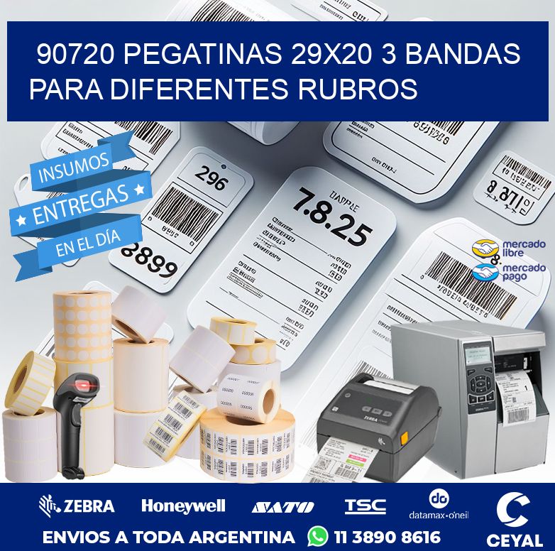 90720 PEGATINAS 29X20 3 BANDAS PARA DIFERENTES RUBROS