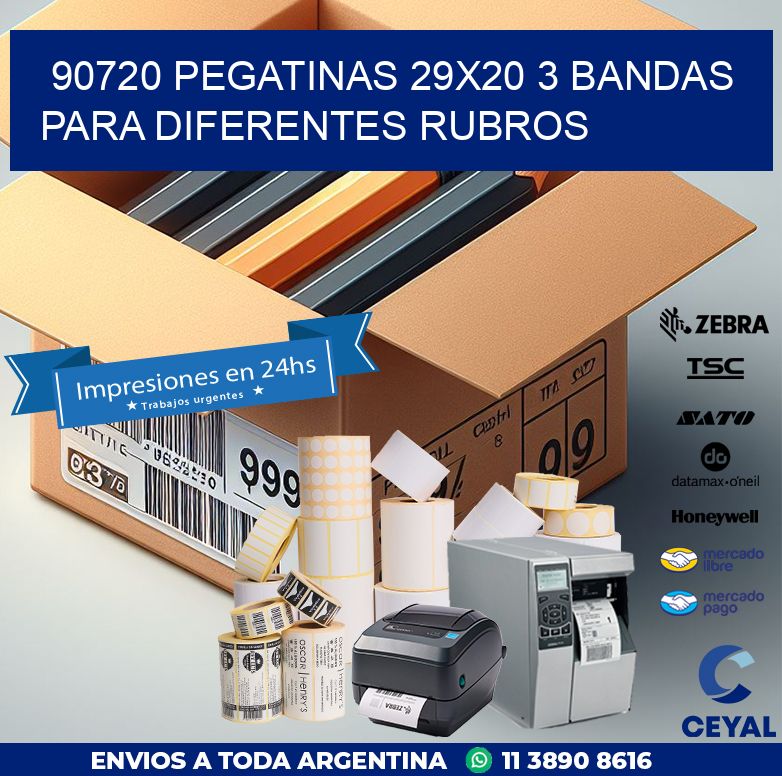 90720 PEGATINAS 29X20 3 BANDAS PARA DIFERENTES RUBROS