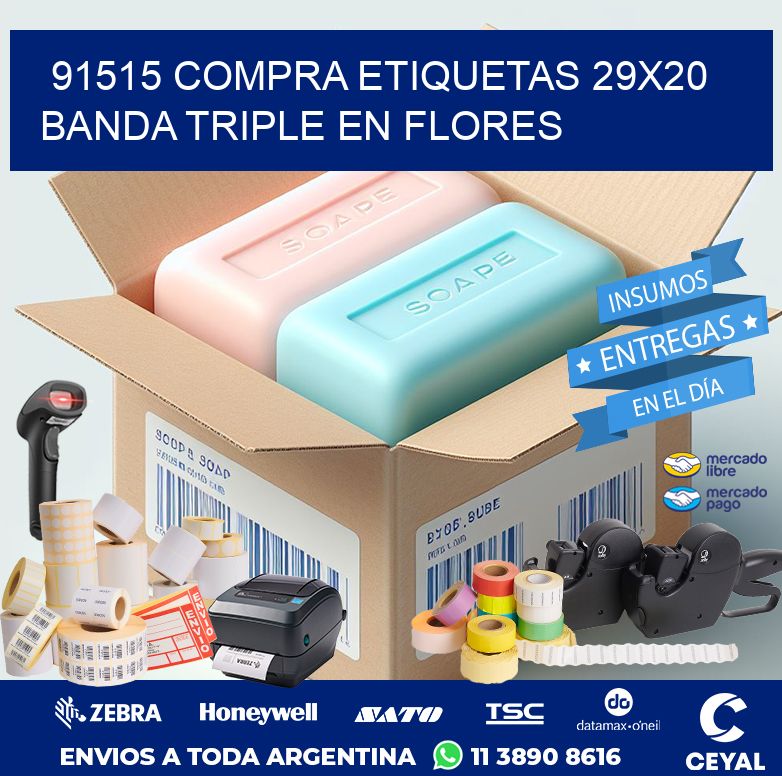 91515 COMPRA ETIQUETAS 29X20 BANDA TRIPLE EN FLORES