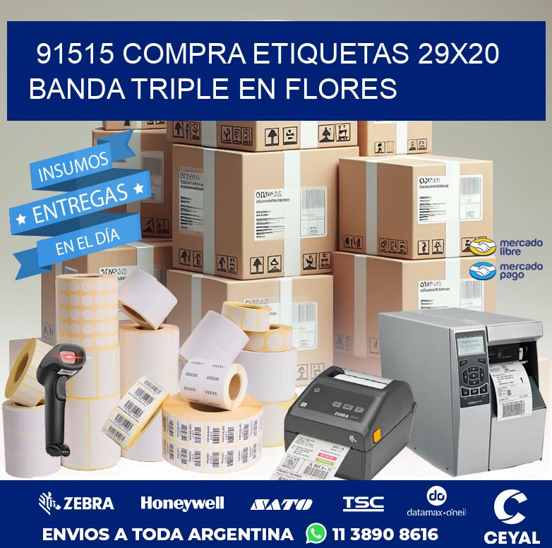 91515 COMPRA ETIQUETAS 29X20 BANDA TRIPLE EN FLORES