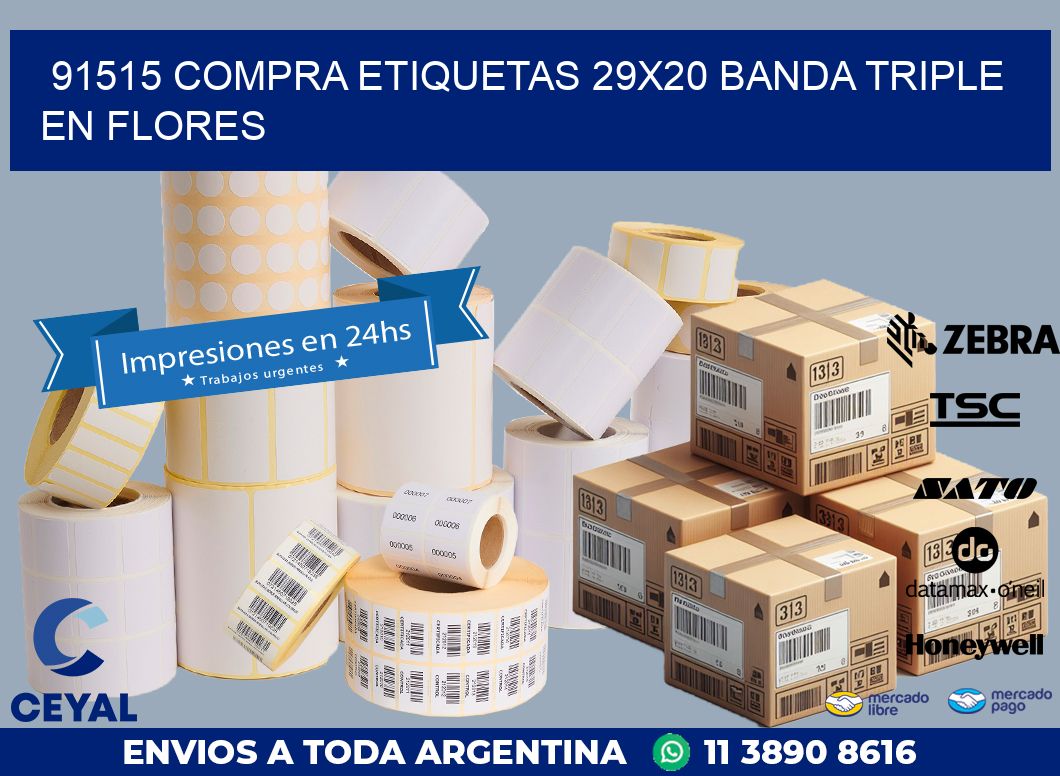 91515 COMPRA ETIQUETAS 29X20 BANDA TRIPLE EN FLORES