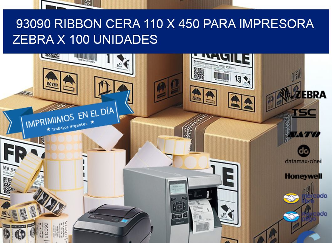 93090 RIBBON CERA 110 X 450 PARA IMPRESORA ZEBRA X 100 UNIDADES