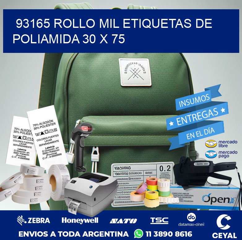 93165 ROLLO MIL ETIQUETAS DE POLIAMIDA 30 X 75