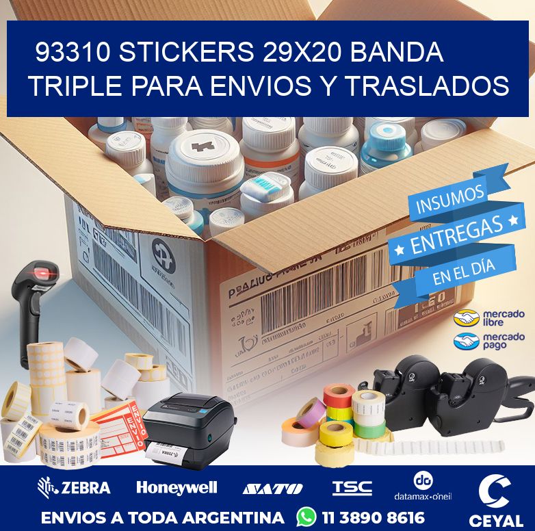 93310 STICKERS 29X20 BANDA TRIPLE PARA ENVIOS Y TRASLADOS