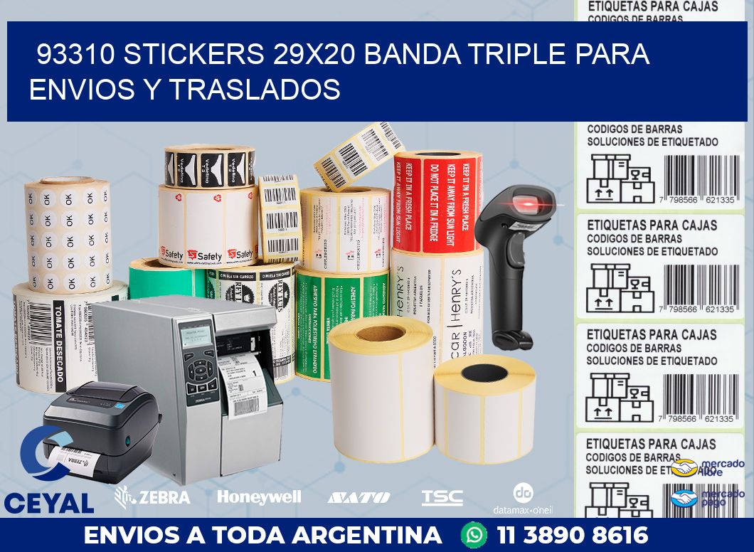 93310 STICKERS 29X20 BANDA TRIPLE PARA ENVIOS Y TRASLADOS