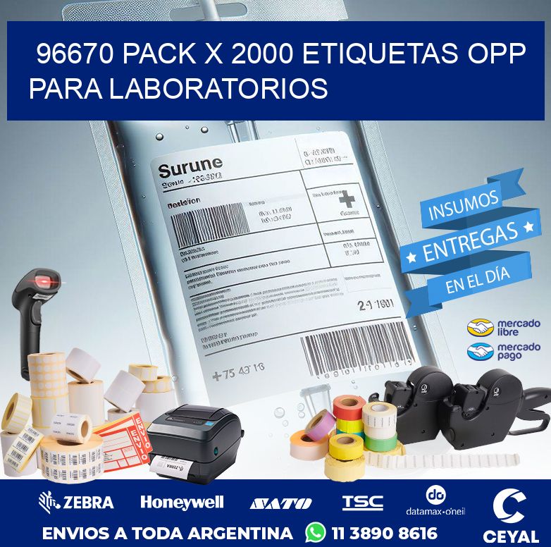 96670 PACK X 2000 ETIQUETAS OPP PARA LABORATORIOS