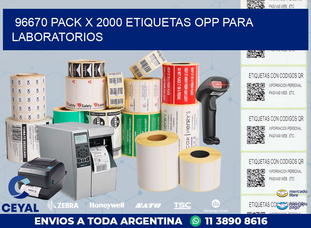 96670 PACK X 2000 ETIQUETAS OPP PARA LABORATORIOS