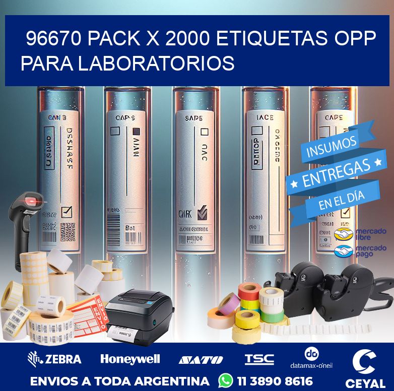 96670 PACK X 2000 ETIQUETAS OPP PARA LABORATORIOS